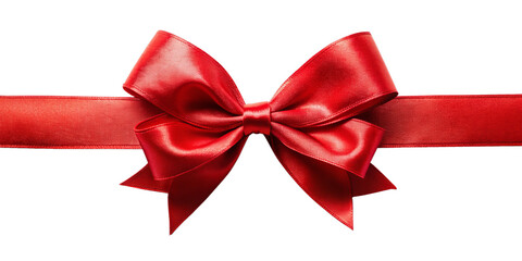 Red ribbon bow isolated on a transparent background