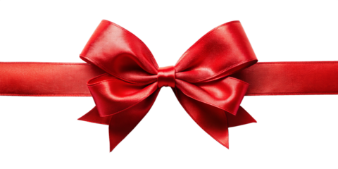 Red ribbon bow isolated on a transparent background