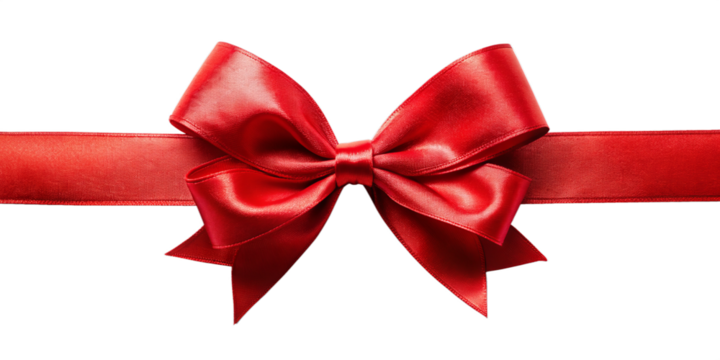 Red ribbon bow isolated on a transparent background