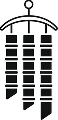 Black and white icon of a bamboo wind chime hanging and making a relaxing sound