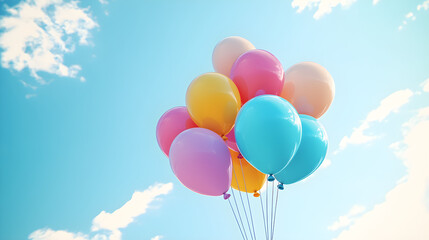 Multicolored Balloons Under a Bright Blue Sky