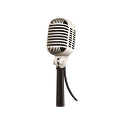 Fototapeta premium Classic microphone design with vintage style, perfect for music, podcasting, or public speaking. transparent background