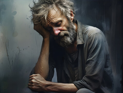 Broken Shattered Lonely Man AI Artwork