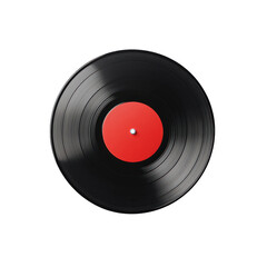 Obraz premium Classic vinyl record with a vibrant red center, perfect for music lovers and retro-themed creatives. transparent background