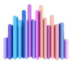 Colorful abstract bars representing data visualization, ideal for tech and design themes in digital presentations. transparent background