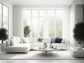 Luxury modern big living room ai generated