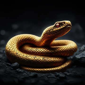A golden snake intertwined with binary code, symbolizing Python programming and coding.