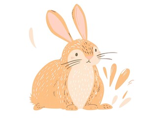 Easter Bunny clipart simple illustration for kids book. AI generated