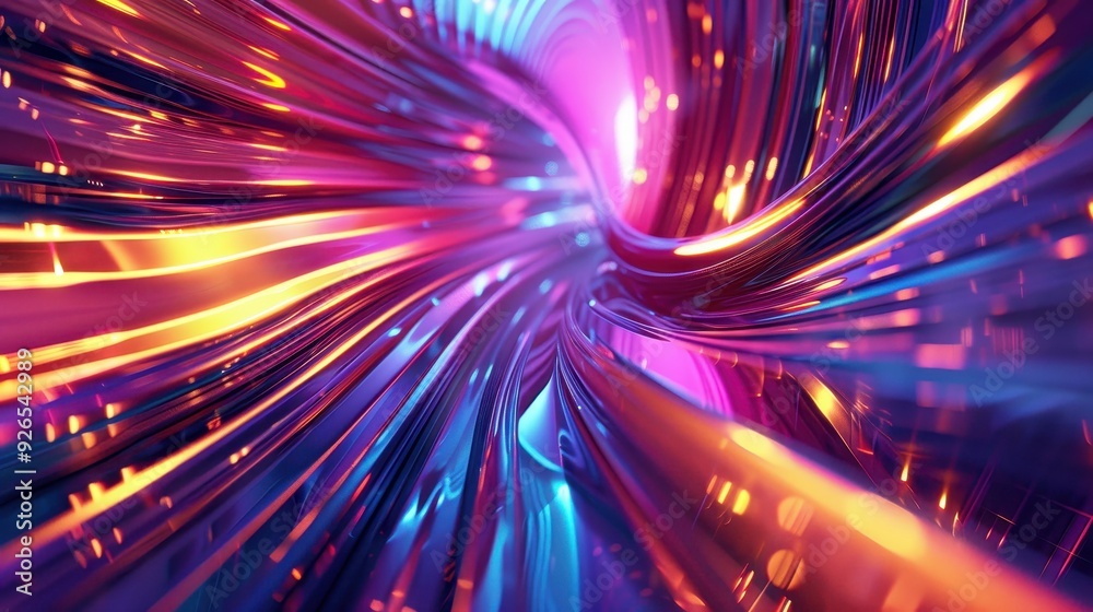 Wall mural abstract colorful light trails creating a swirling vortex effect.