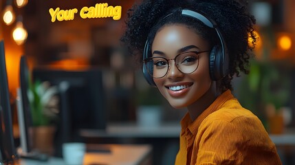 High-resolution banner template, customizable for "your calling," professional design, sleek layout.