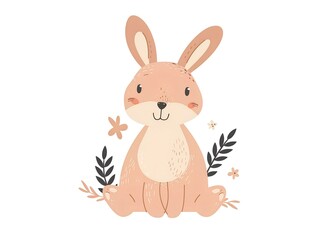 Obraz premium Easter Bunny clipart simple illustration for kids book. AI generated