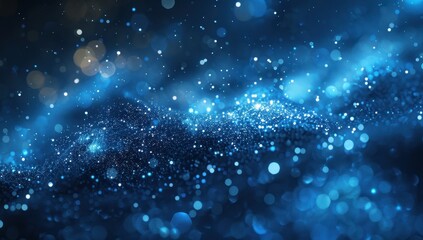 Abstract blue and white bokeh lights creating a dreamy, starry night effect.