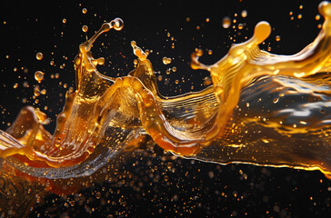 orange liquid explosion on a black background