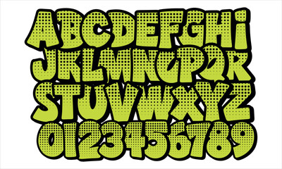Set vector of comic retro letters. Letters and numbers in comics style, pop art