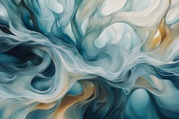 Obraz premium Abstract blue waves with fluid patterns and metallic reflections