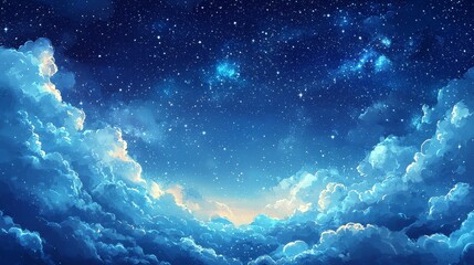 Watercolor blending into a night sky with stars for presentations on dreams and aspirations.