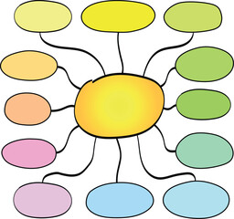 simple flowchart sketch or mind map infographics template with 13 elements