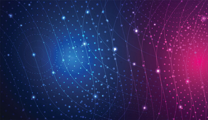 Obraz premium Abstract dotted line background design. Dots glow in a colorful background design. Geometric line background art. Colorful wave. Modern dots wallpaper design vector