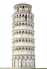Leaning Tower isolated on white background.