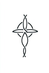 line art of Christian fish symbol with cross on white background