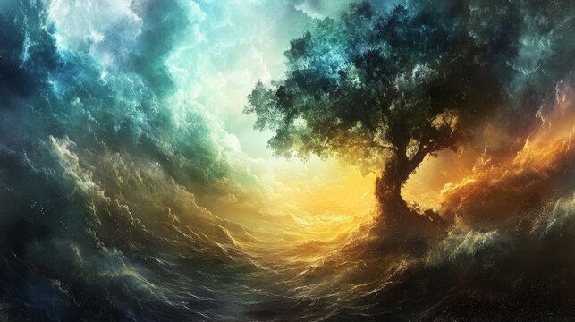 Stunning portrayal of the biblical creation story showcasing divine craftsmanship