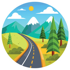 Obraz premium Scenic Nature Roadside Vector Design Illustration
