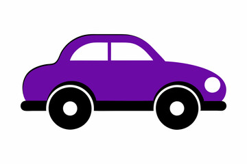 Purple toy car silhouette black vector art illustration