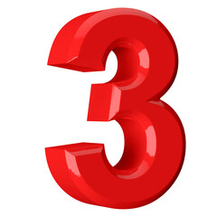 Red 3D Number 3
