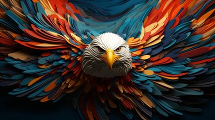 Obraz premium An eagle swooping majestically flat design top view canyon theme 3D render Triadic Color Scheme