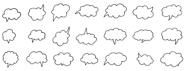 Hand drawn speech bubbles set.