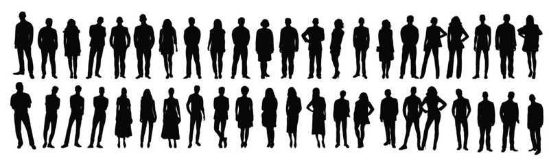 People set black silhouette isolated vector.