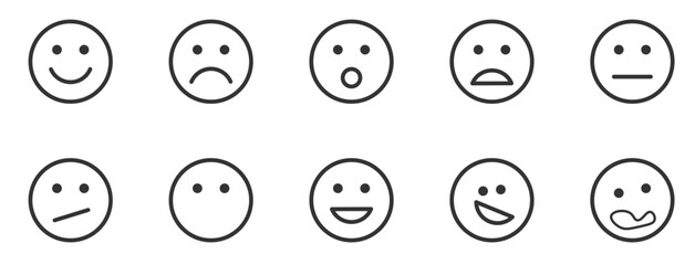 set of different face emoji vector isolated icons