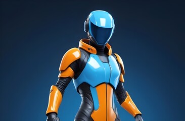 Naklejka premium futuristic character in a sleek costume facing the viewer