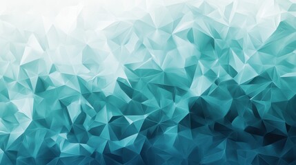 Obraz premium Abstract polygonal shapes shades of teal and turquoise empty white background