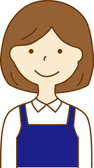エプロンをつけた笑顔の女性
