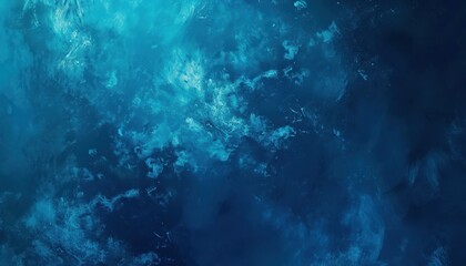 Fototapeta premium Abstract deep blue and teal textured background with light swirls and splashes.