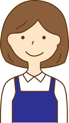 エプロンをつけた笑顔の女性
