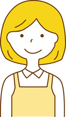 エプロンをつけた笑顔の女性
