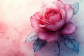 elegant rose silhouette intricate filigree details soft ombre background art nouveau inspired delicate linework