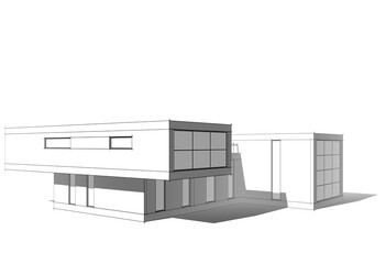 house building sketch architecture 3d illustration