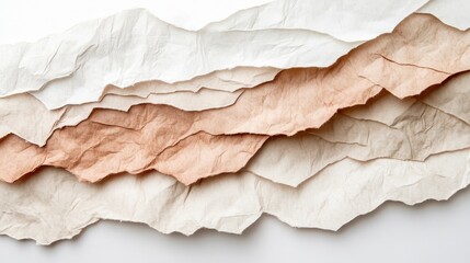 Obraz premium Layered paper effect different shades of beige and brown isolated white background