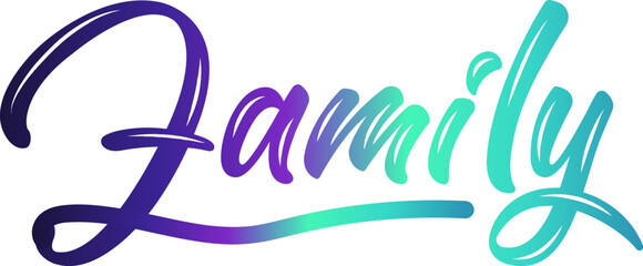 Family. Vector typography text. Inscription for home design, doormat, card, poster, banner, t-shirt. Hand drawn modern calligraphy text, Family - custom calligraphy text