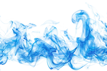 blue fire smoke isolated on white or transparent png