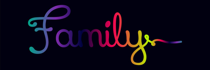 Family. Vector typography text. Inscription for home design, doormat, card, poster, banner, t-shirt. Hand drawn modern calligraphy text, Family - custom calligraphy text