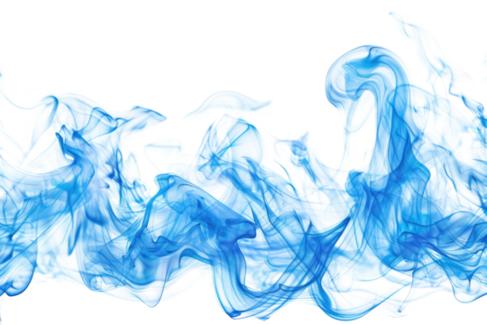 blue fire smoke isolated on white or transparent png