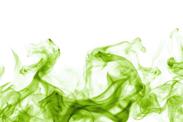 green fire smoke isolated on white or transparent png