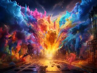 Obraz premium Colorful Vibrant Explosion AI Artwork