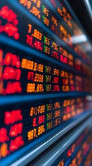 Close-up of a stock ticker displaying financial data.