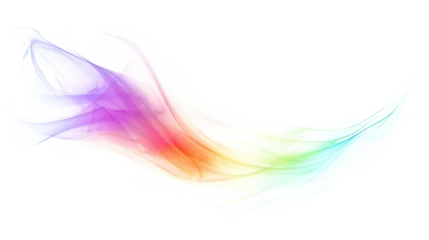 Fototapeten rainbow colored abstract wave isolated on white or transparent png © David Kreuzberg