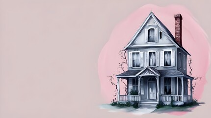 abandoned spooky house with ghostly charm and details